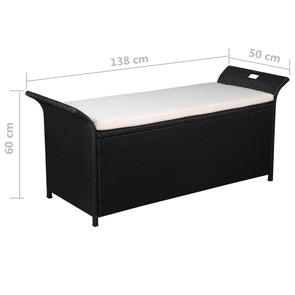 Storage Bench With Cushion 54.3&quot; Poly Rattan