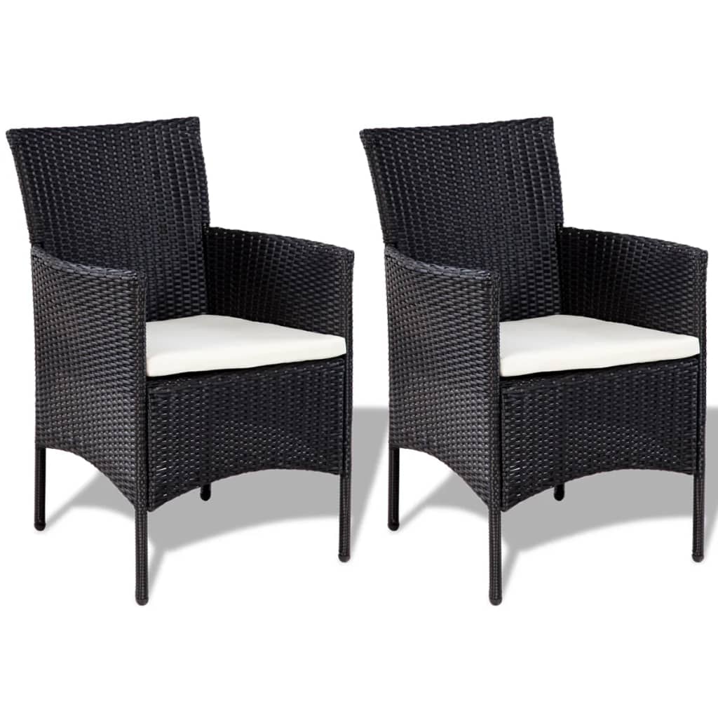 4 Piece Patio Lounge Set With Cushions Poly Rattan Black