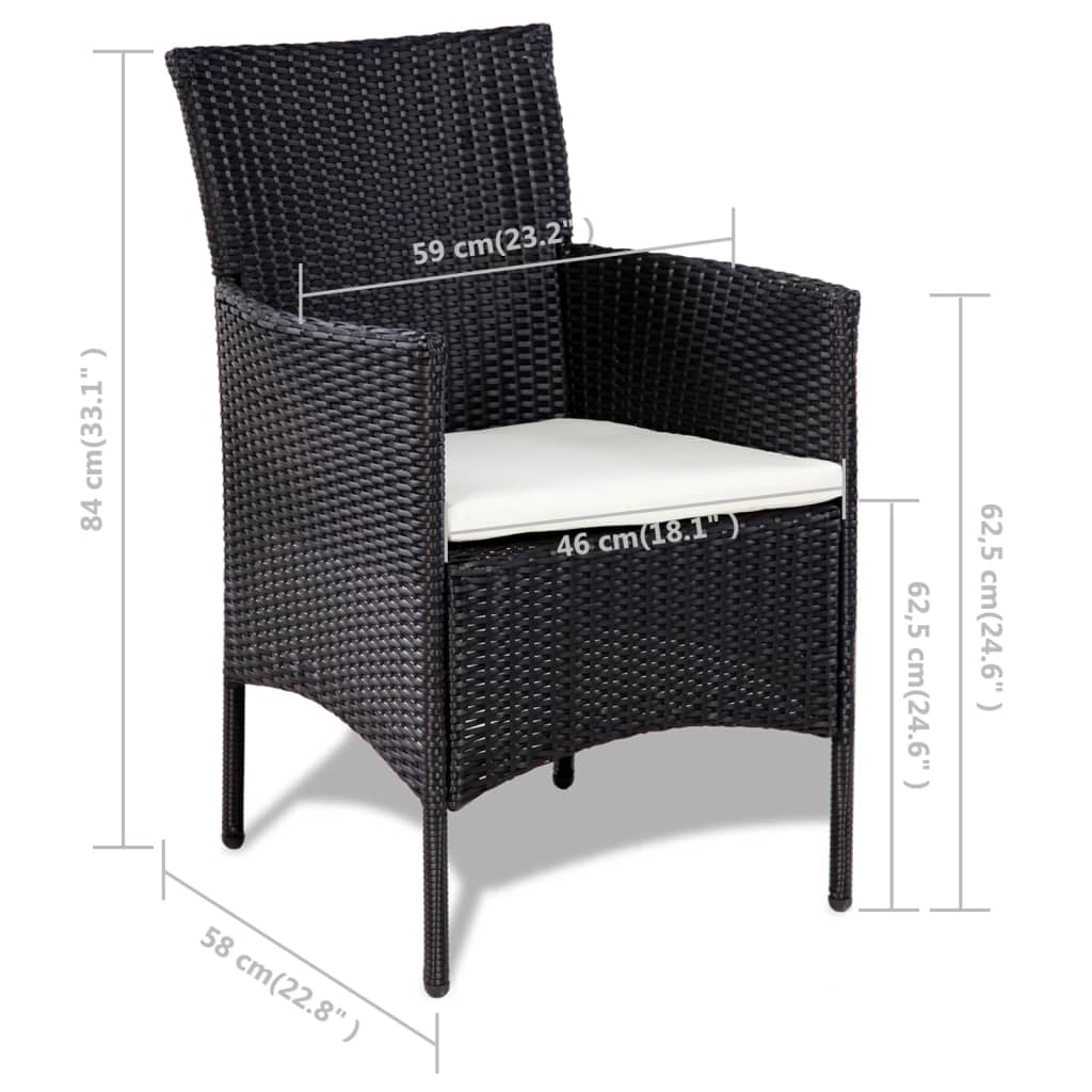 4 Piece Patio Lounge Set With Cushions Poly Rattan Black