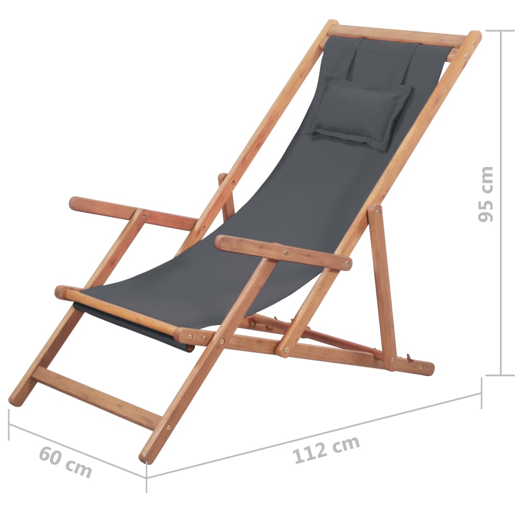 Folding Beach Chair Fabric And Wooden Frame