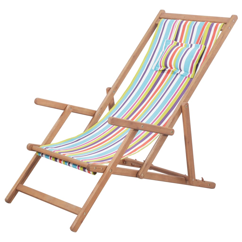 Folding Beach Chair Fabric And Wooden Frame