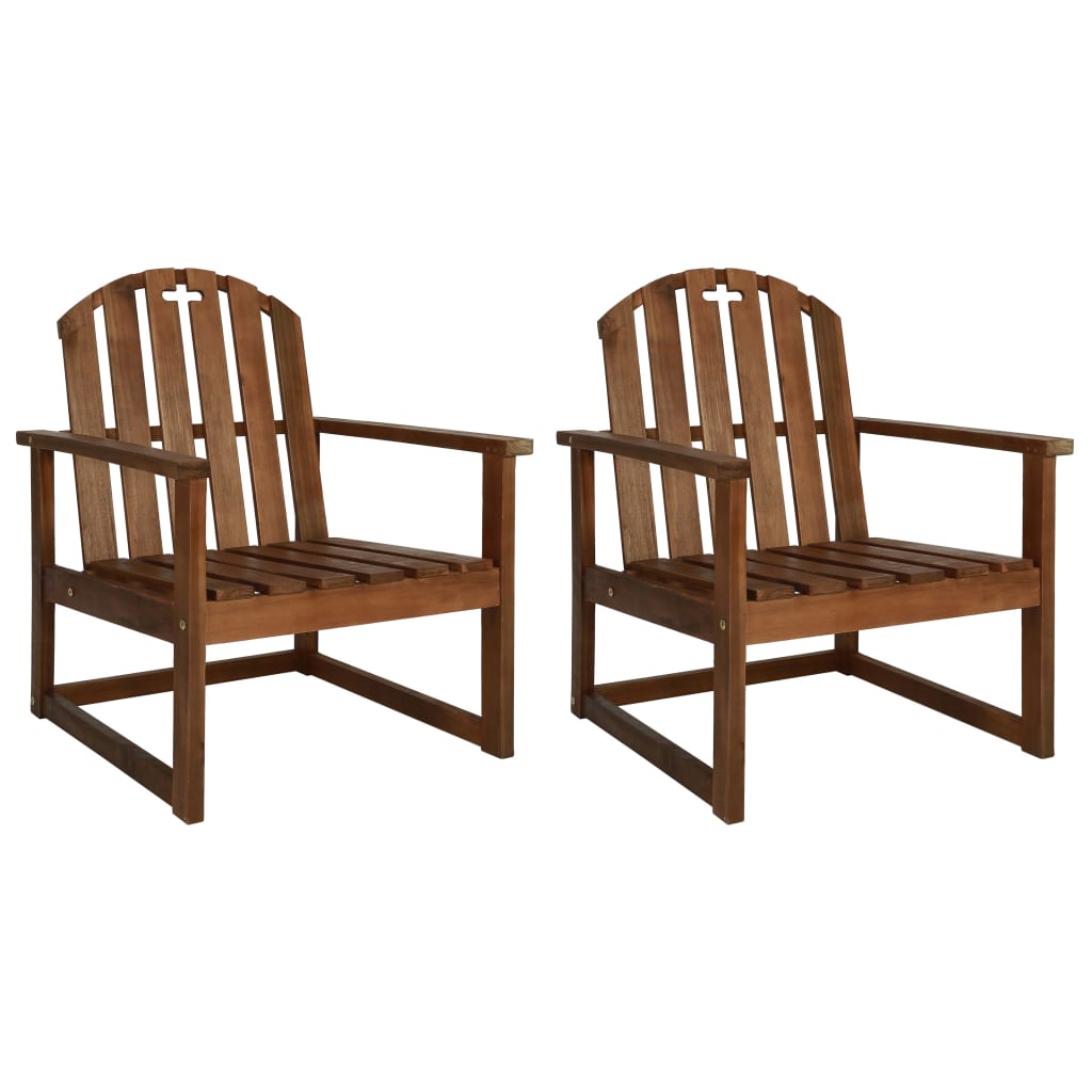 Patio Sofa Chairs 2 Pcs Solid Acacia Wood