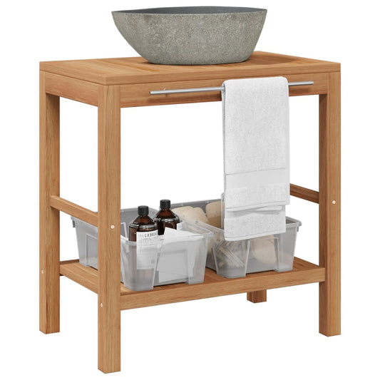 Bathroom Vanity Cabinet Solid Teak With Riverstone Sink