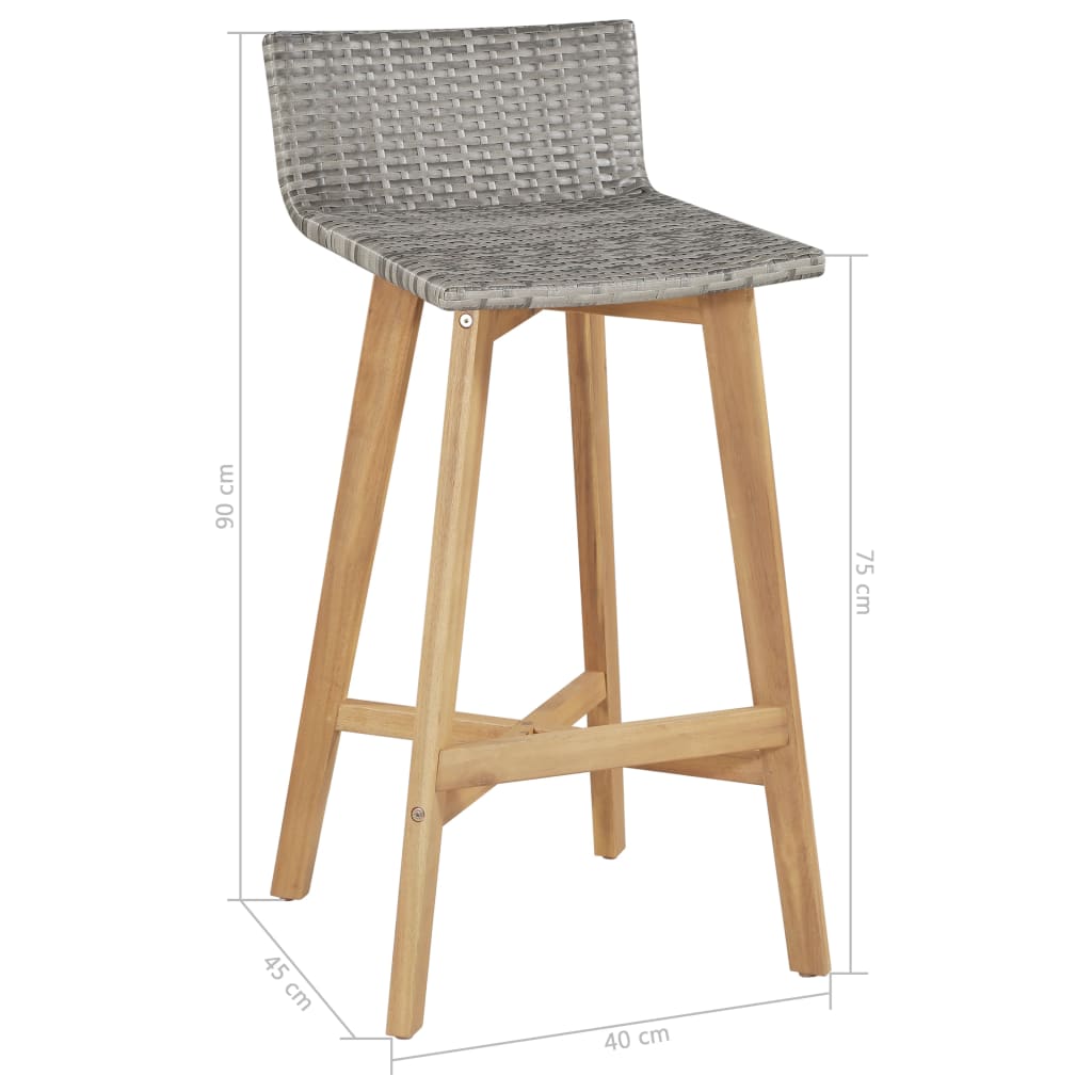 Bar Chairs 2 Pcs Solid Acacia Wood