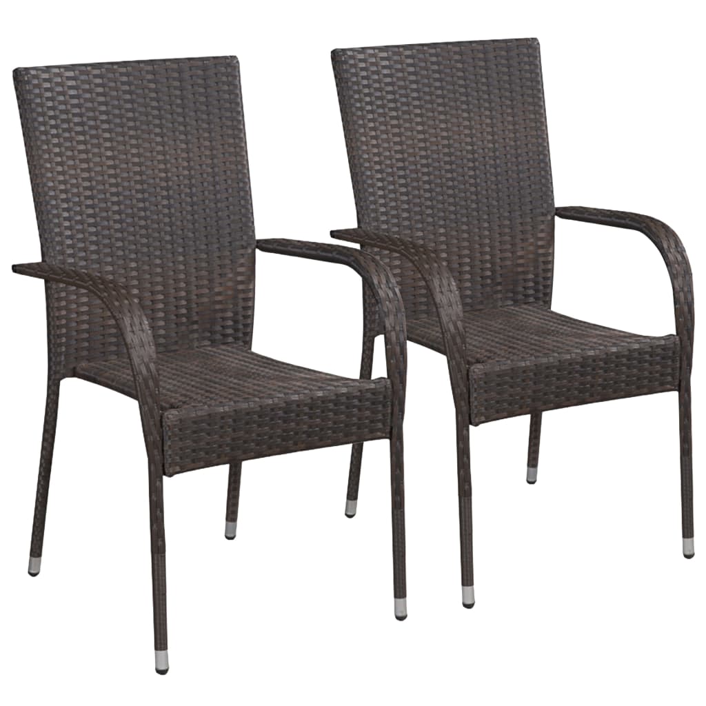 Stackable Patio Chairs 2 Pcs Poly Rattan