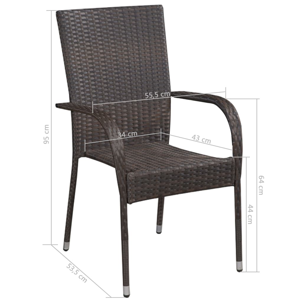 Stackable Patio Chairs 2 Pcs Poly Rattan