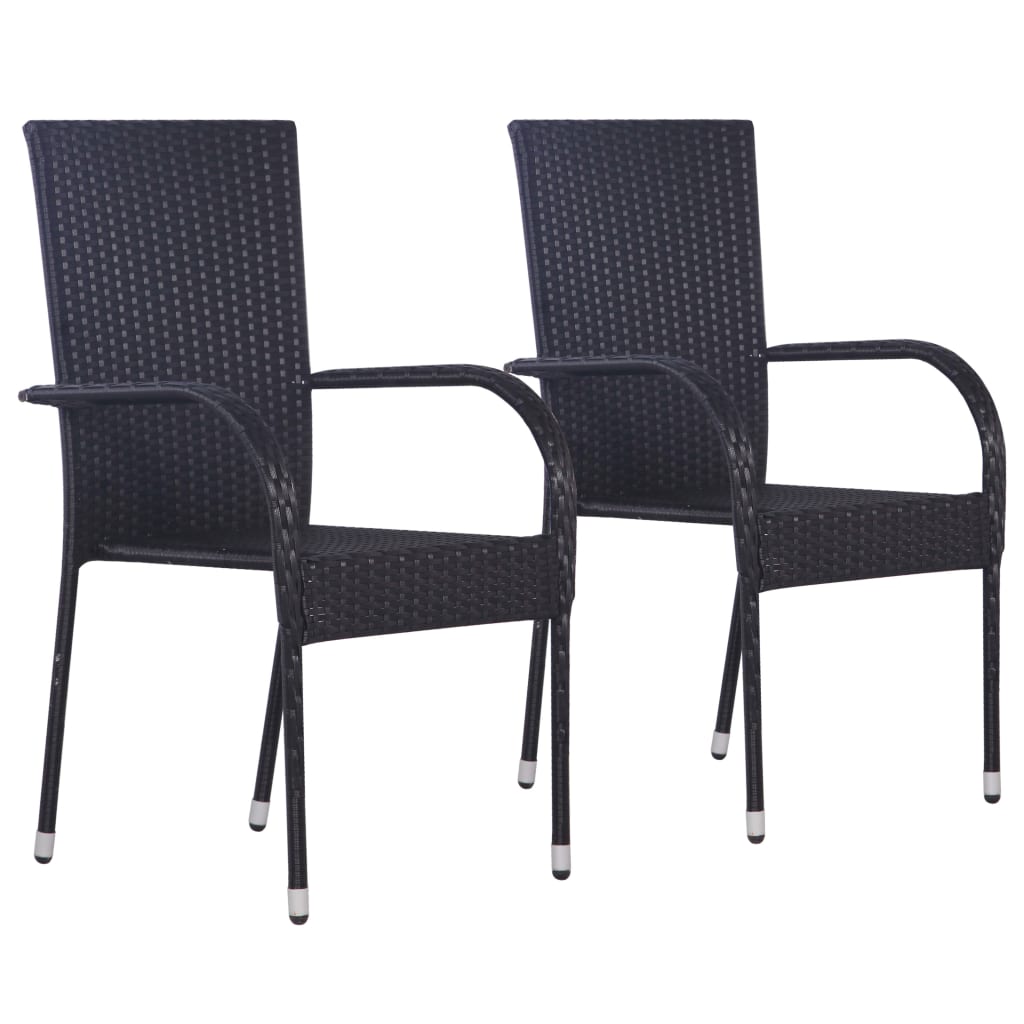 Stackable Patio Chairs 2 Pcs Poly Rattan