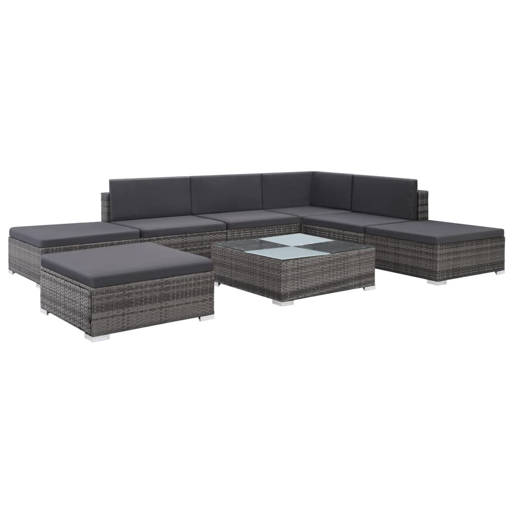 8 Piece Patio Lounge Set With Cushions Poly Rattan Gray