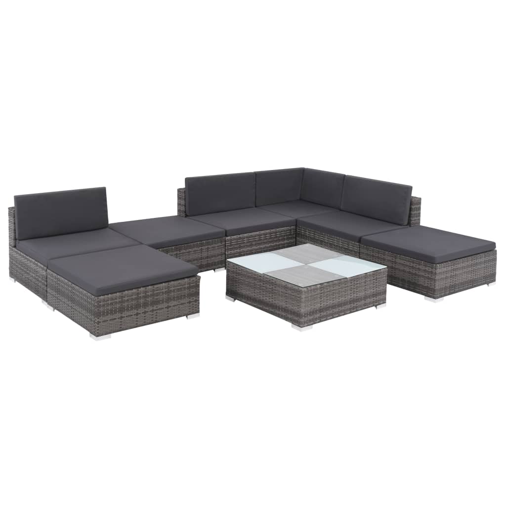 8 Piece Patio Lounge Set With Cushions Poly Rattan Gray