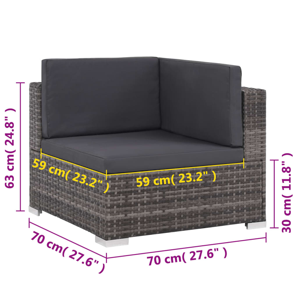 8 Piece Patio Lounge Set With Cushions Poly Rattan Gray