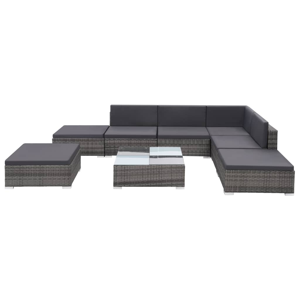 8 Piece Patio Lounge Set With Cushions Poly Rattan Gray