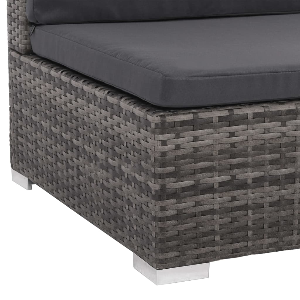 8 Piece Patio Lounge Set With Cushions Poly Rattan Gray