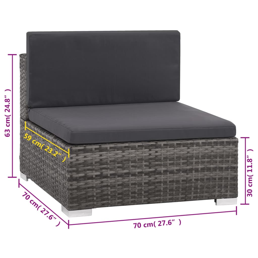 8 Piece Patio Lounge Set With Cushions Poly Rattan Gray