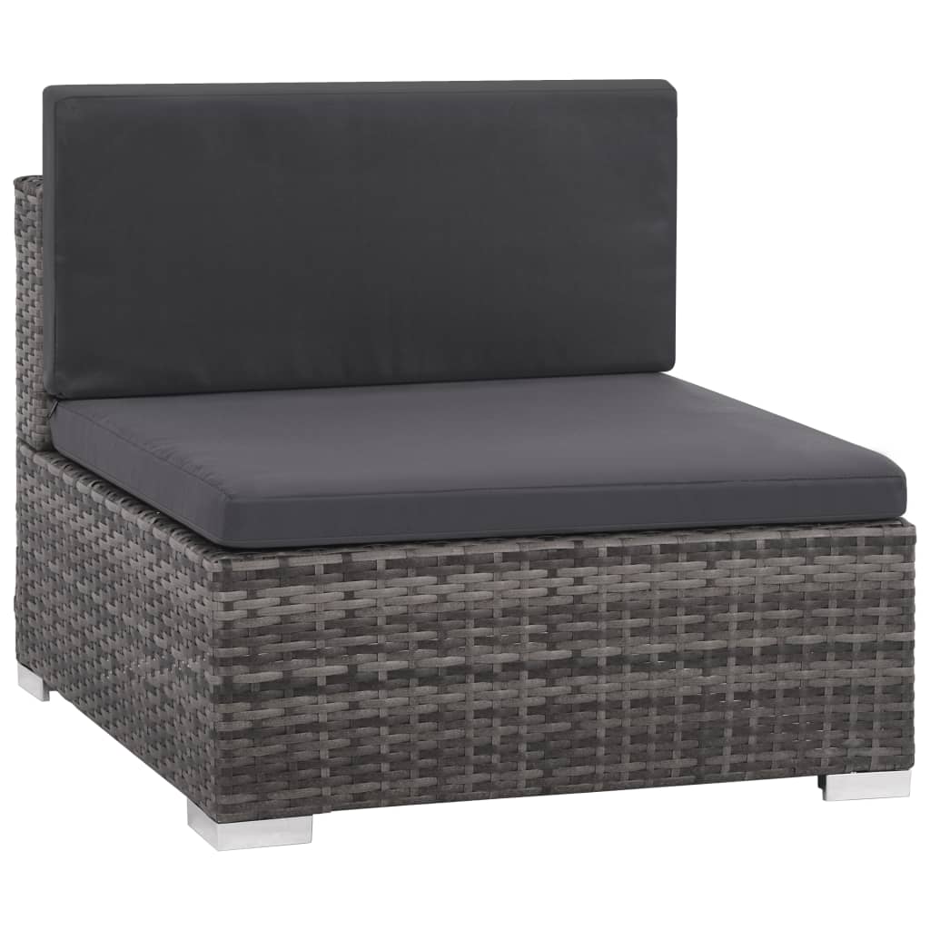 6 Piece Patio Lounge Set With Cushions Poly Rattan Gray