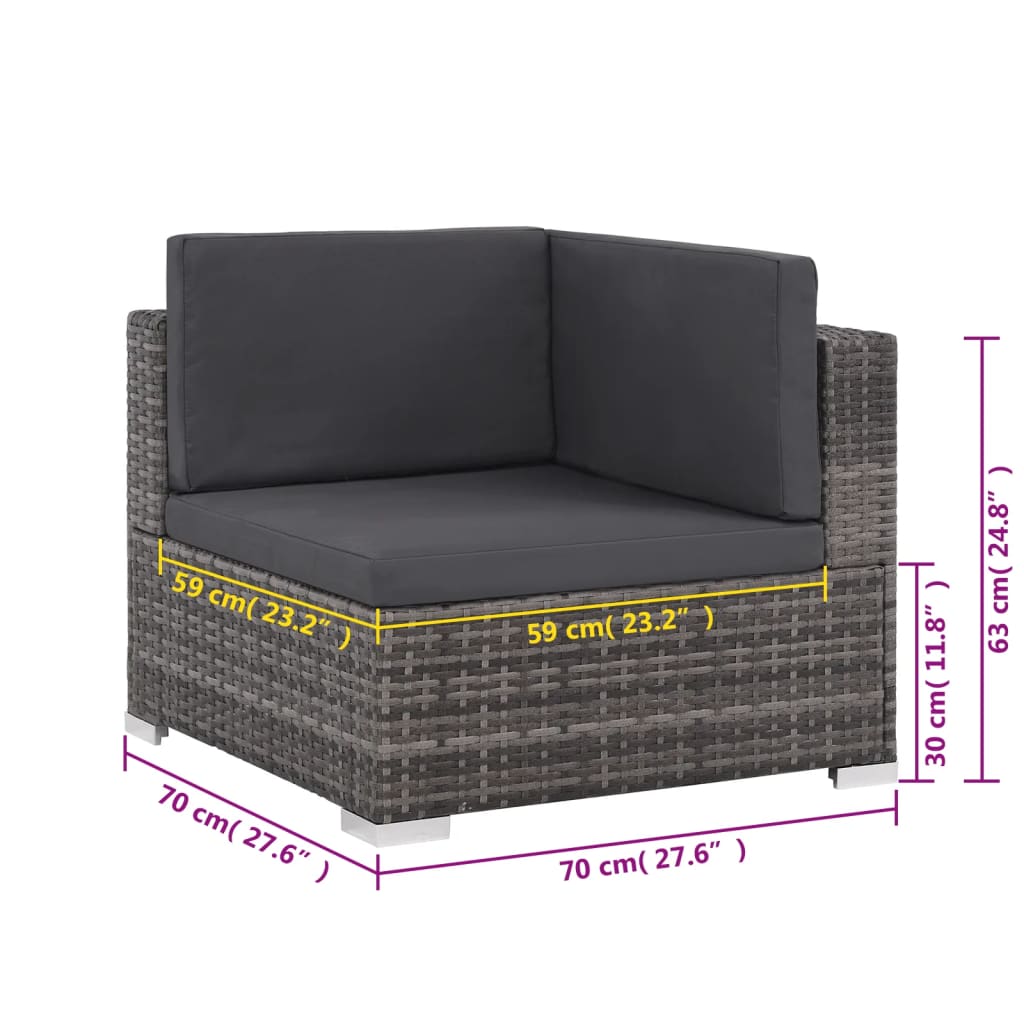 6 Piece Patio Lounge Set With Cushions Poly Rattan Gray