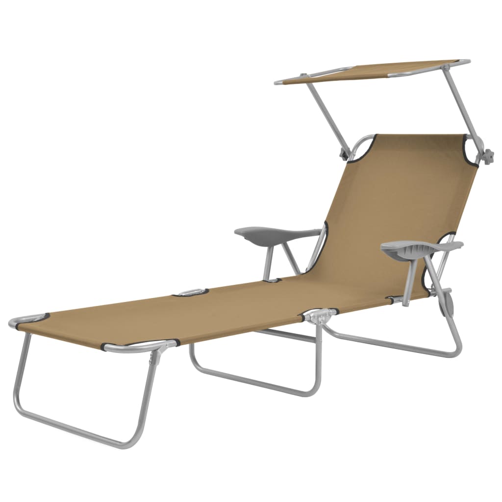 Sun Lounger With Canopy Steel