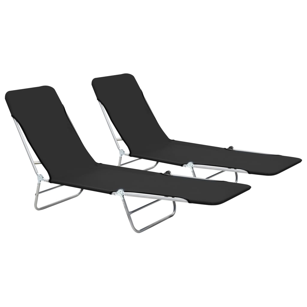 Folding Sun Loungers 2 Pcs Steel And Fabric