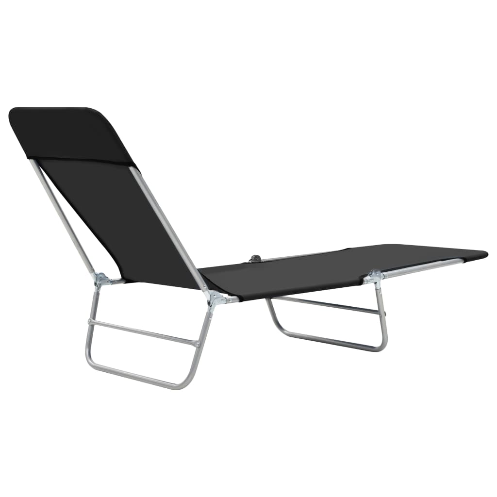 Folding Sun Loungers 2 Pcs Steel And Fabric