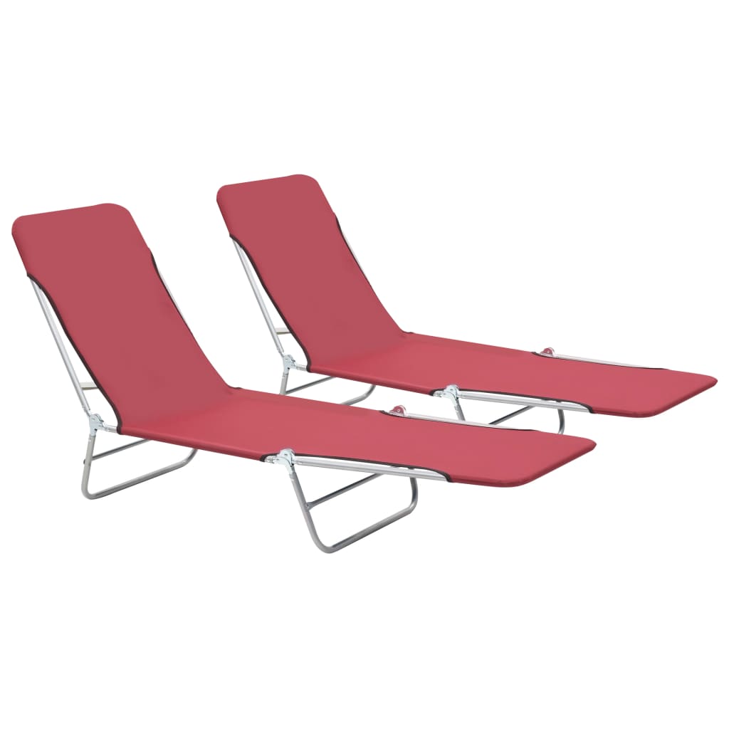 Folding Sun Loungers 2 Pcs Steel And Fabric