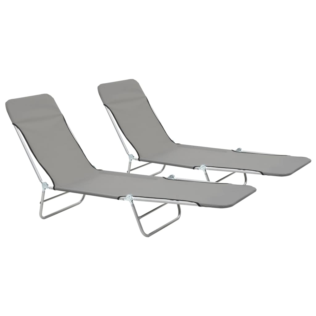 Folding Sun Loungers 2 Pcs Steel And Fabric