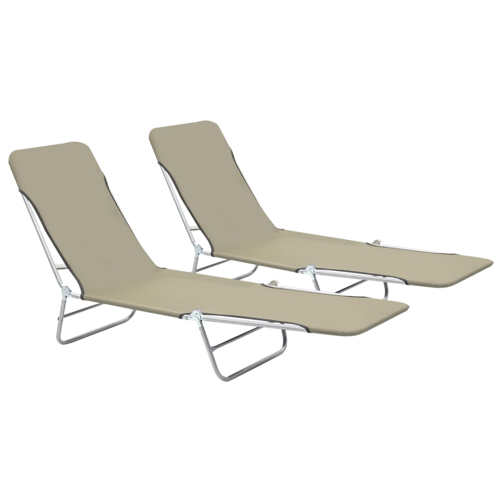 Folding Sun Loungers 2 Pcs Steel And Fabric