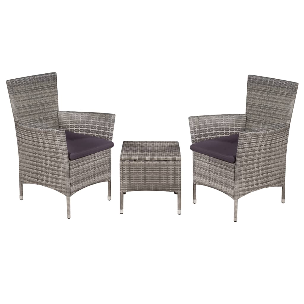 3 Piece Bistro Set Poly Rattan