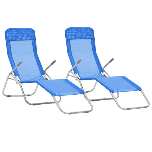 Folding Sun Loungers 2 Pcs Textilene