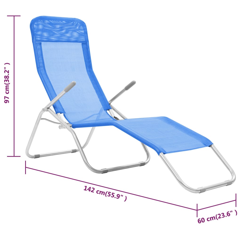 Folding Sun Loungers 2 Pcs Textilene