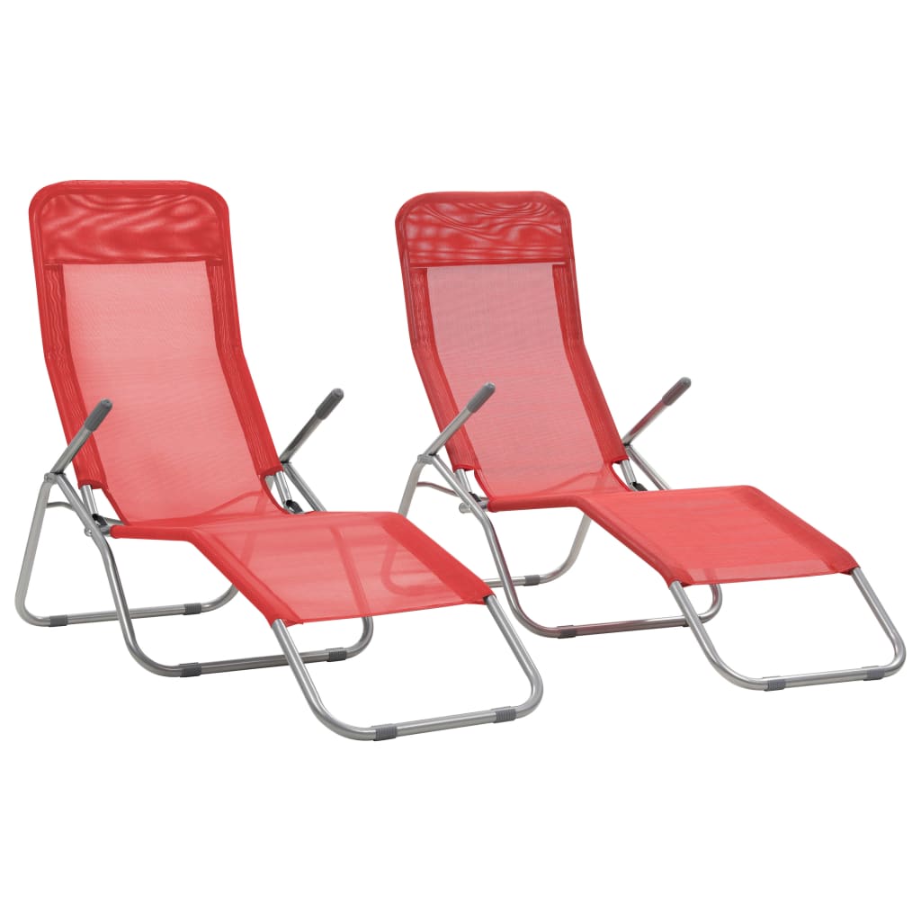 Folding Sun Loungers 2 Pcs Textilene