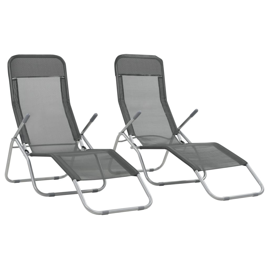 Folding Sun Loungers 2 Pcs Textilene