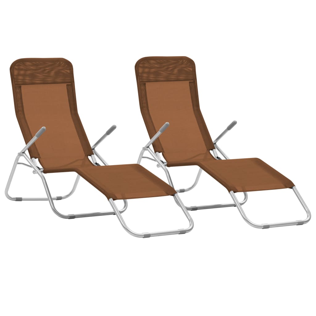 Folding Sun Loungers 2 Pcs Textilene