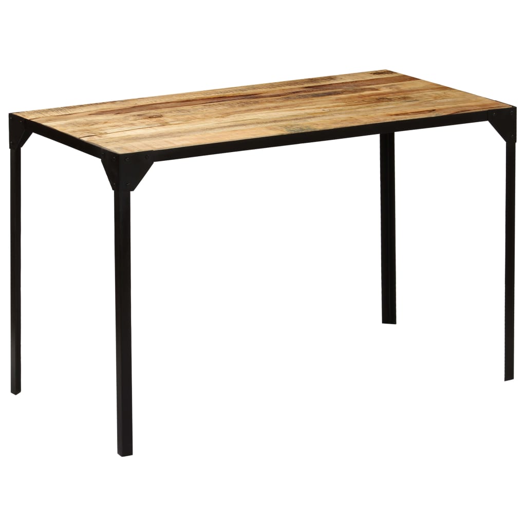 Dining Table Solid Rough Mango Wood And Steel 47.2&quot;