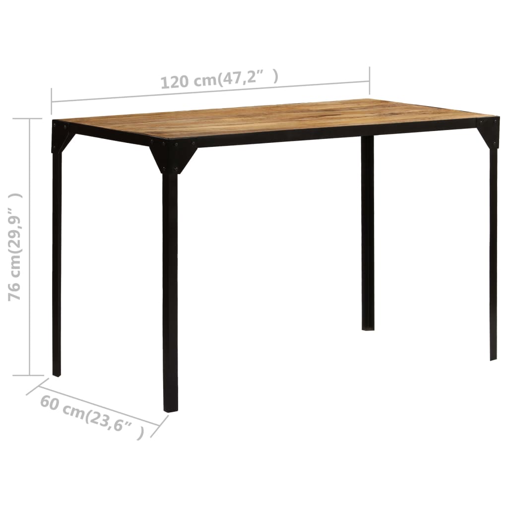 Dining Table Solid Rough Mango Wood And Steel 47.2&quot;