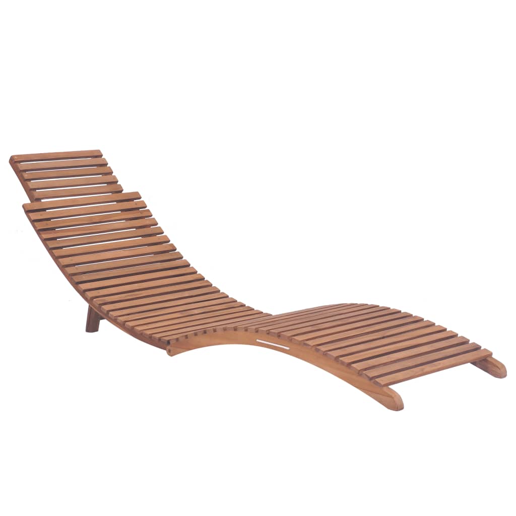 Folding Sun Lounger Solid Teak Wood