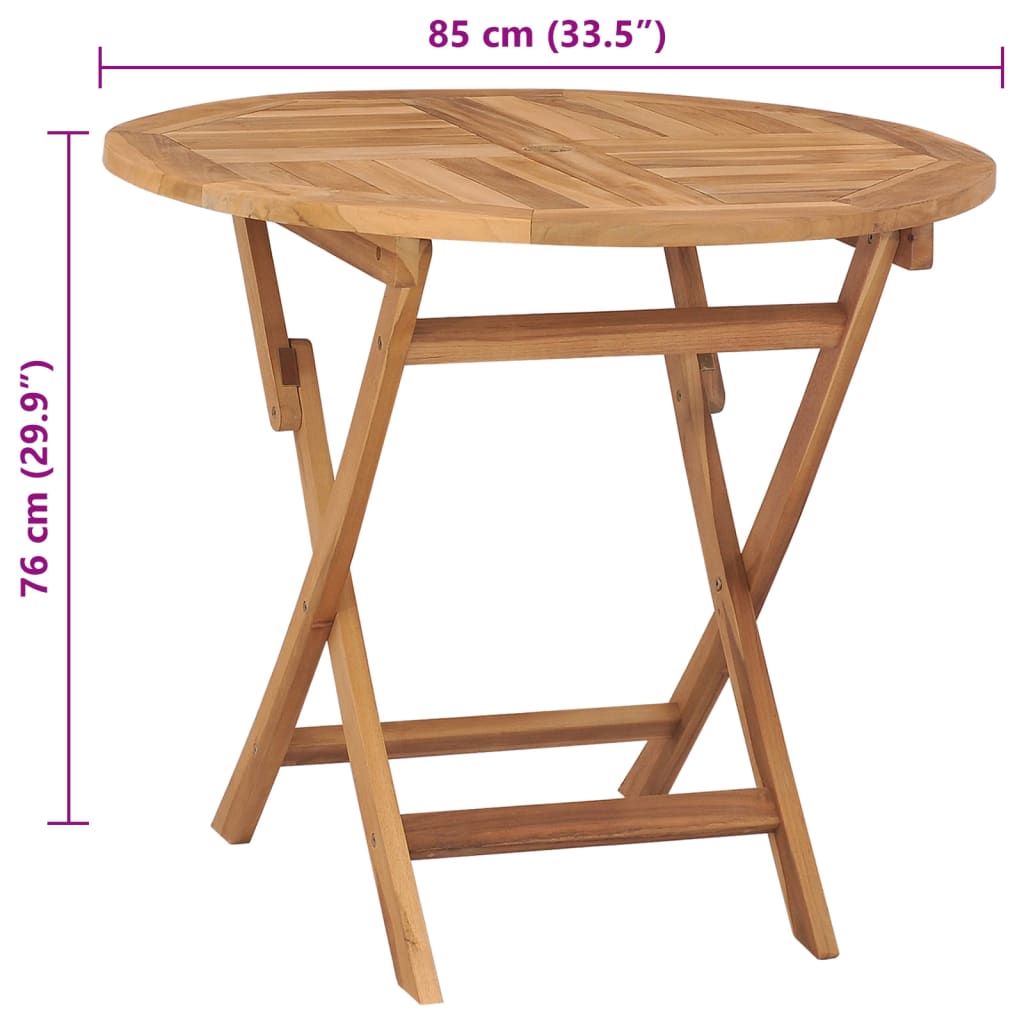 Folding Patio Table 33.5&quot;X29.9&quot; Solid Teak Wood