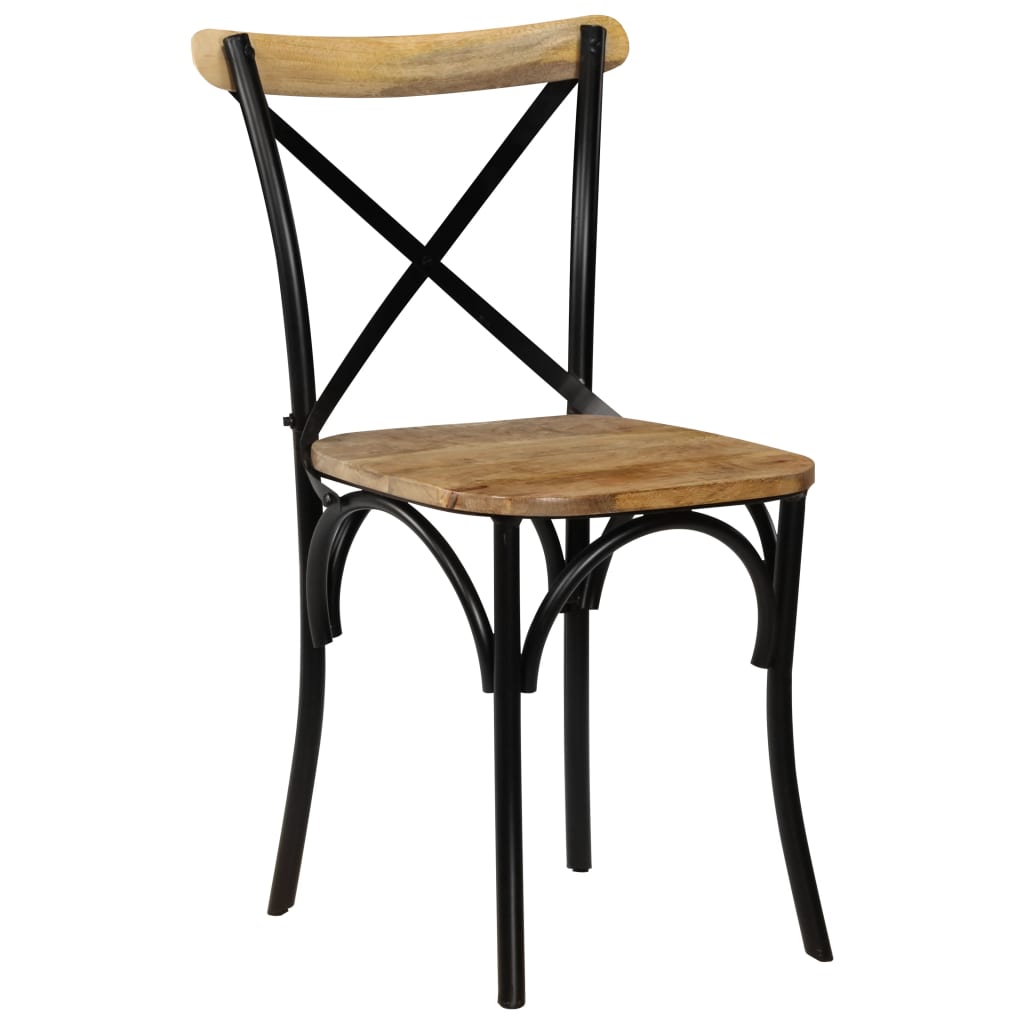 Cross Chairs 2 Pcs Black Solid Mango Wood