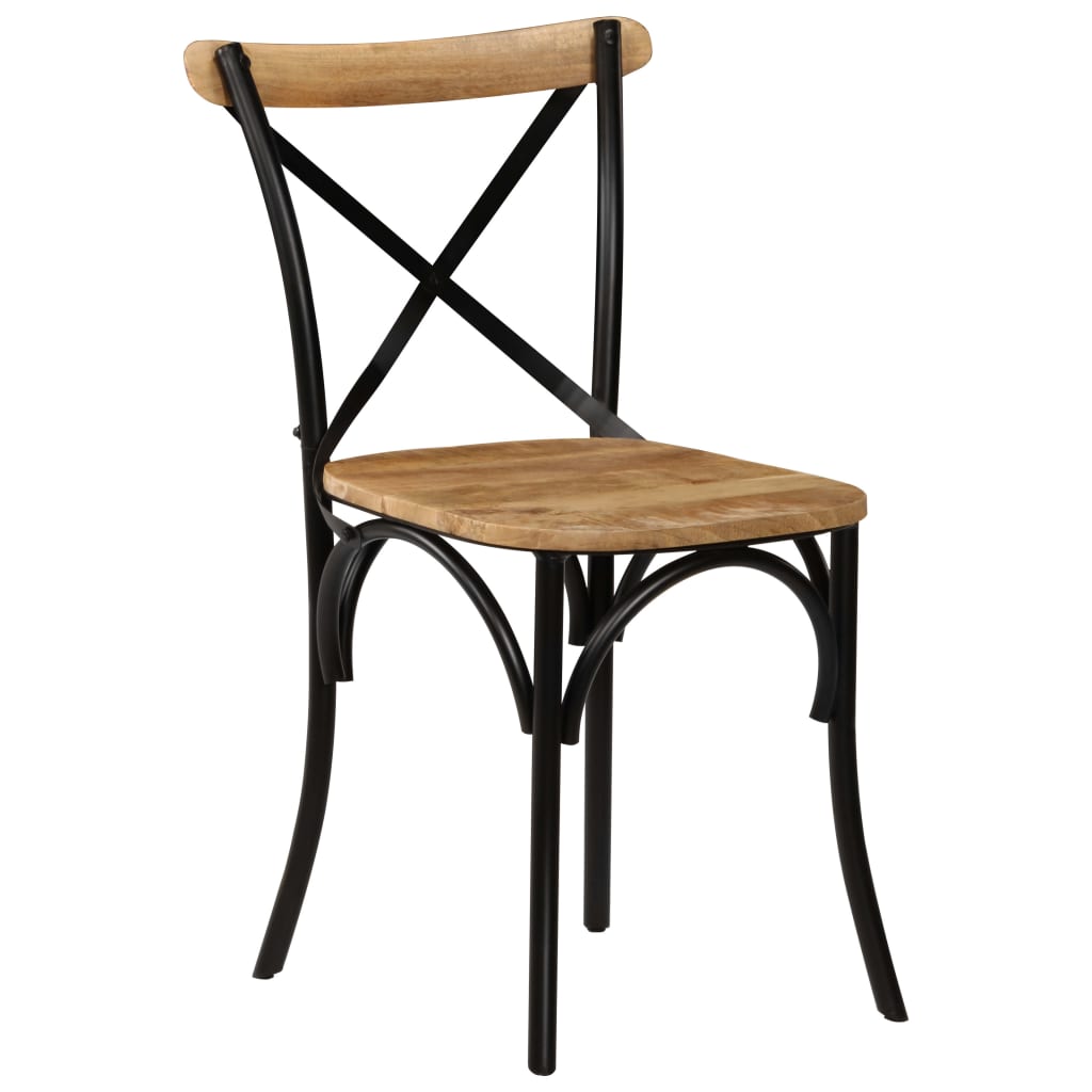 Cross Chairs 2 Pcs Black Solid Mango Wood