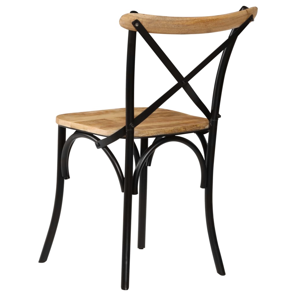 Cross Chairs 2 Pcs Black Solid Mango Wood