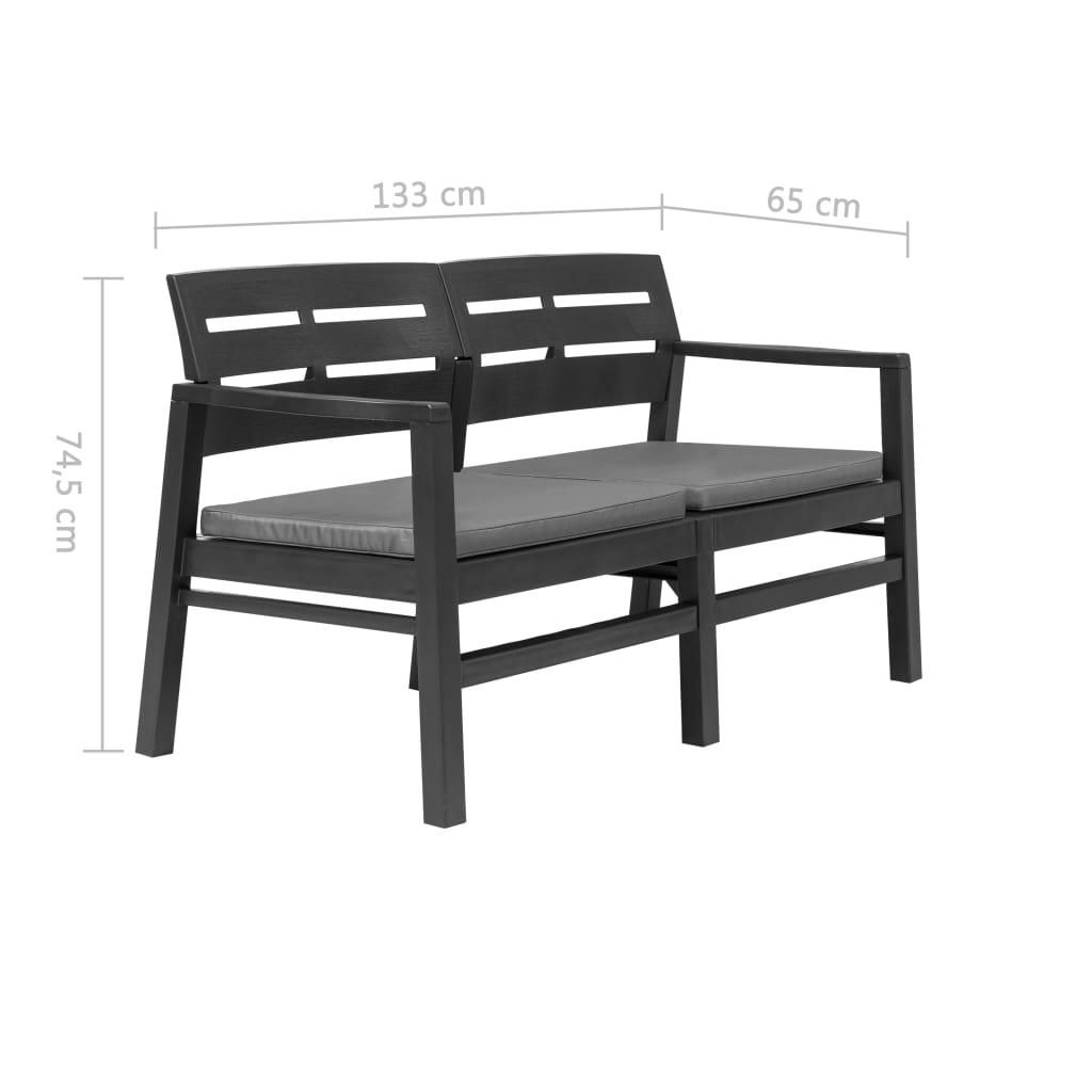 2-Seater Patio Bench With Cushions 52.4&quot; Plastic