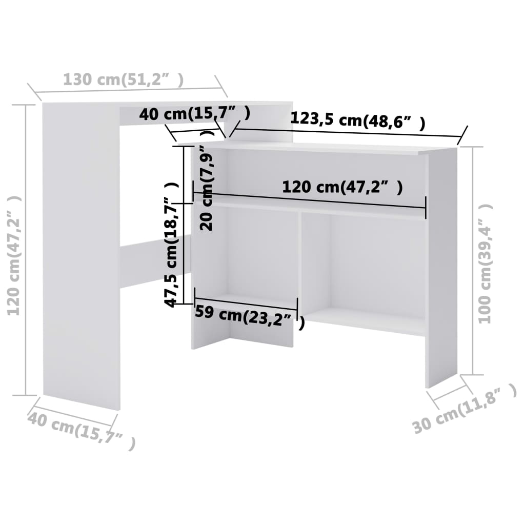 Bar Table With 2 Table Tops 51.2&quot;X15.7&quot;X47.2&quot;