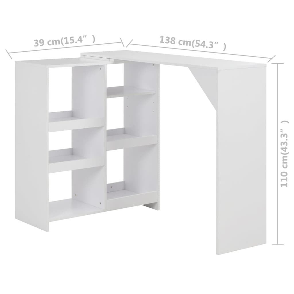 Bar Table With Moveable Shelf 54.3&quot;X15.4&quot;X43.3&quot;