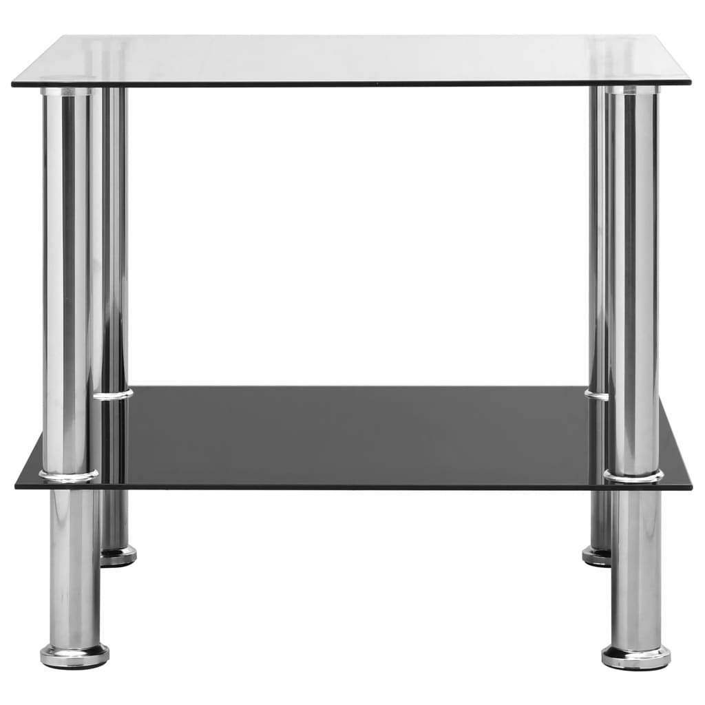 Side Table 17.7&quot;X19.7&quot;X17.7&quot; Tempered Glass