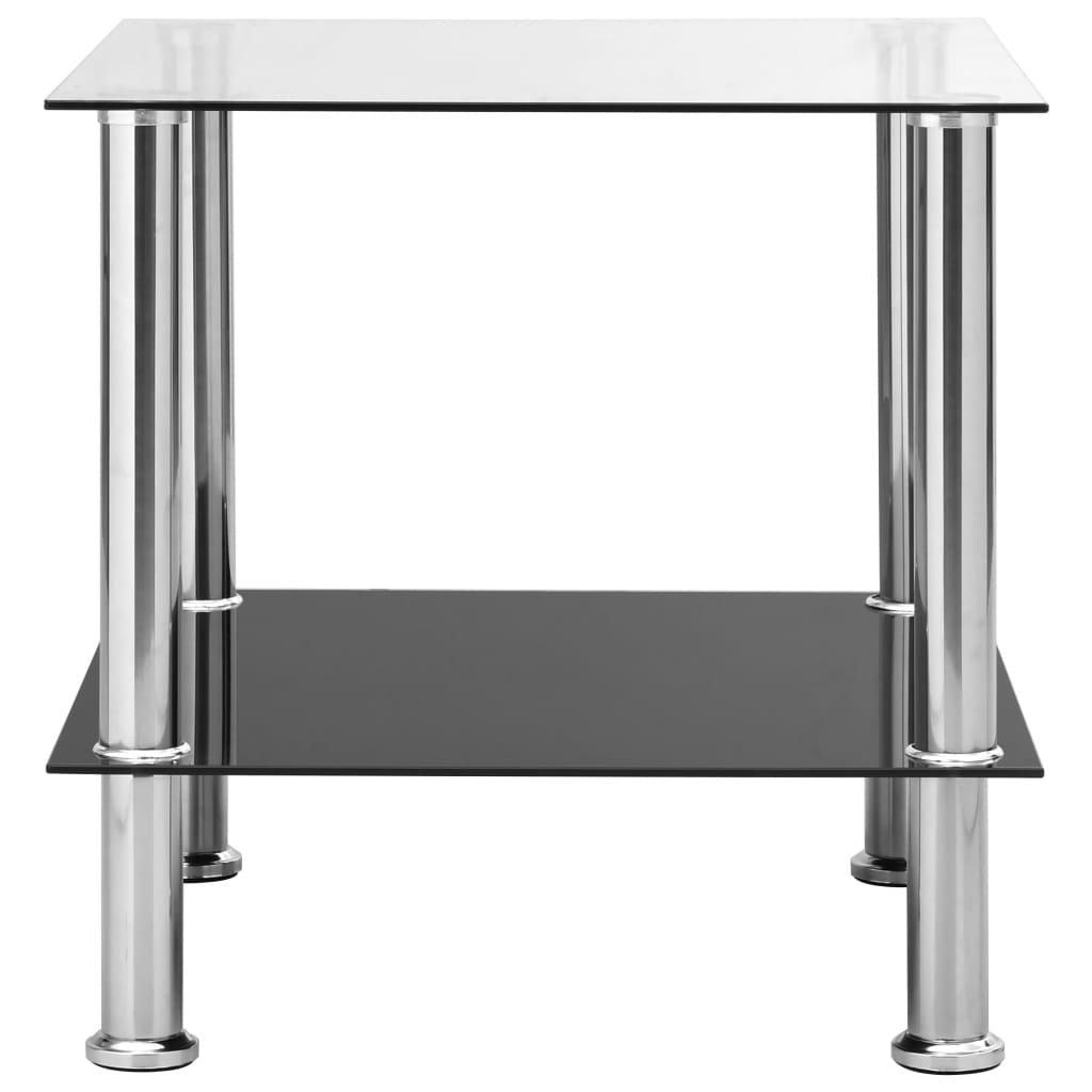 Side Table 17.7&quot;X19.7&quot;X17.7&quot; Tempered Glass