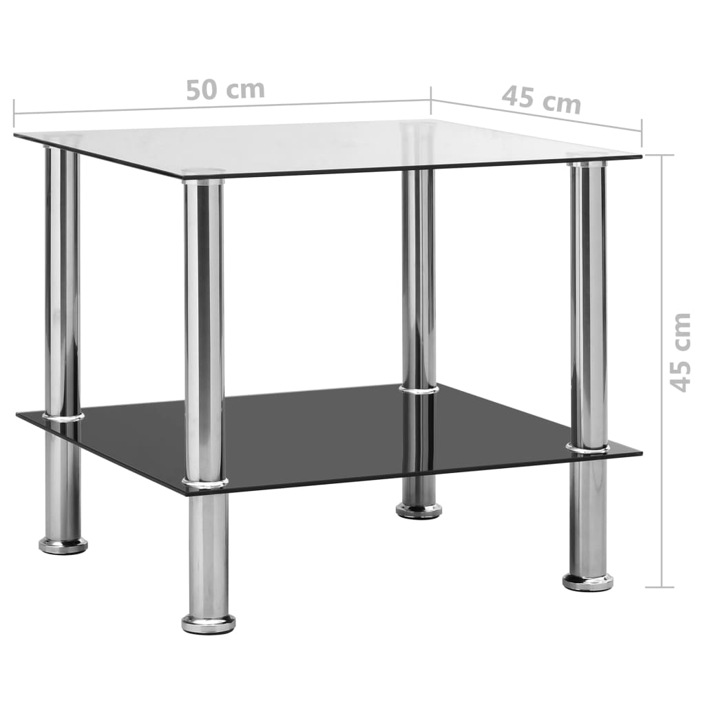 Side Table 17.7&quot;X19.7&quot;X17.7&quot; Tempered Glass