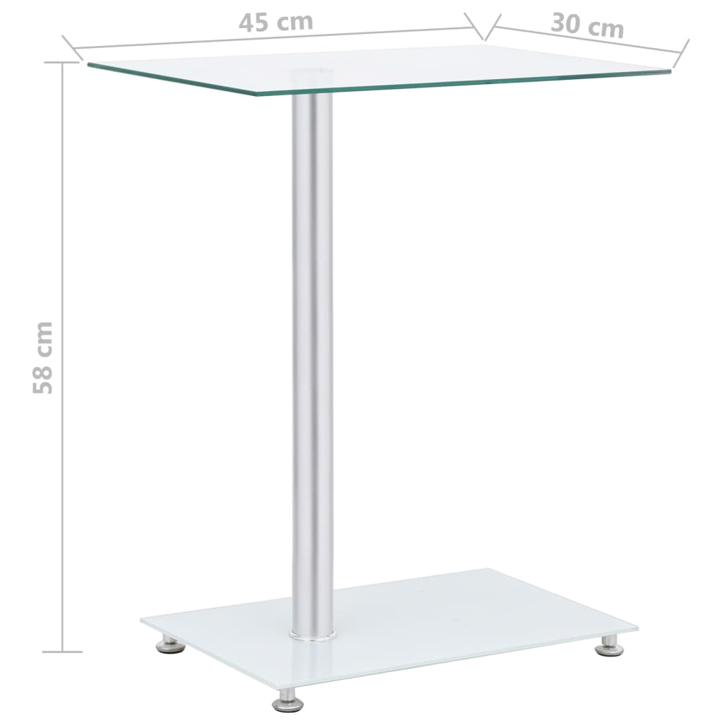 U-Shaped Side Table Transparent 17.7&quot;X11.8&quot;X22.8&quot; Tempered Glass