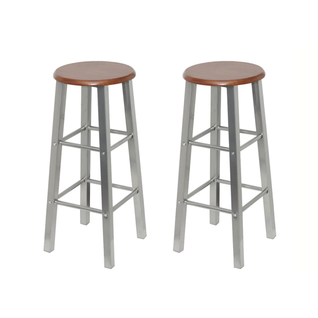 Bar Stools 2 Pcs Metal With Mdf Seat