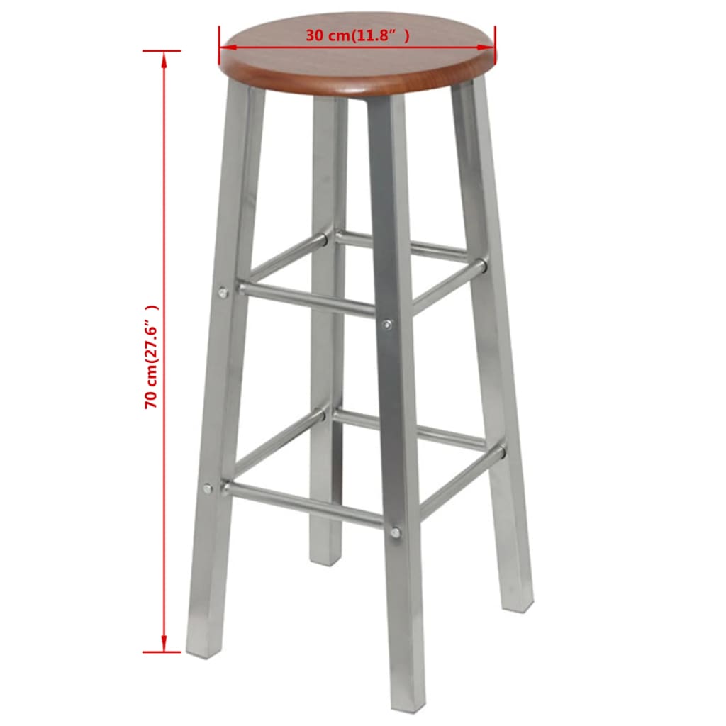 Bar Stools 2 Pcs Metal With Mdf Seat