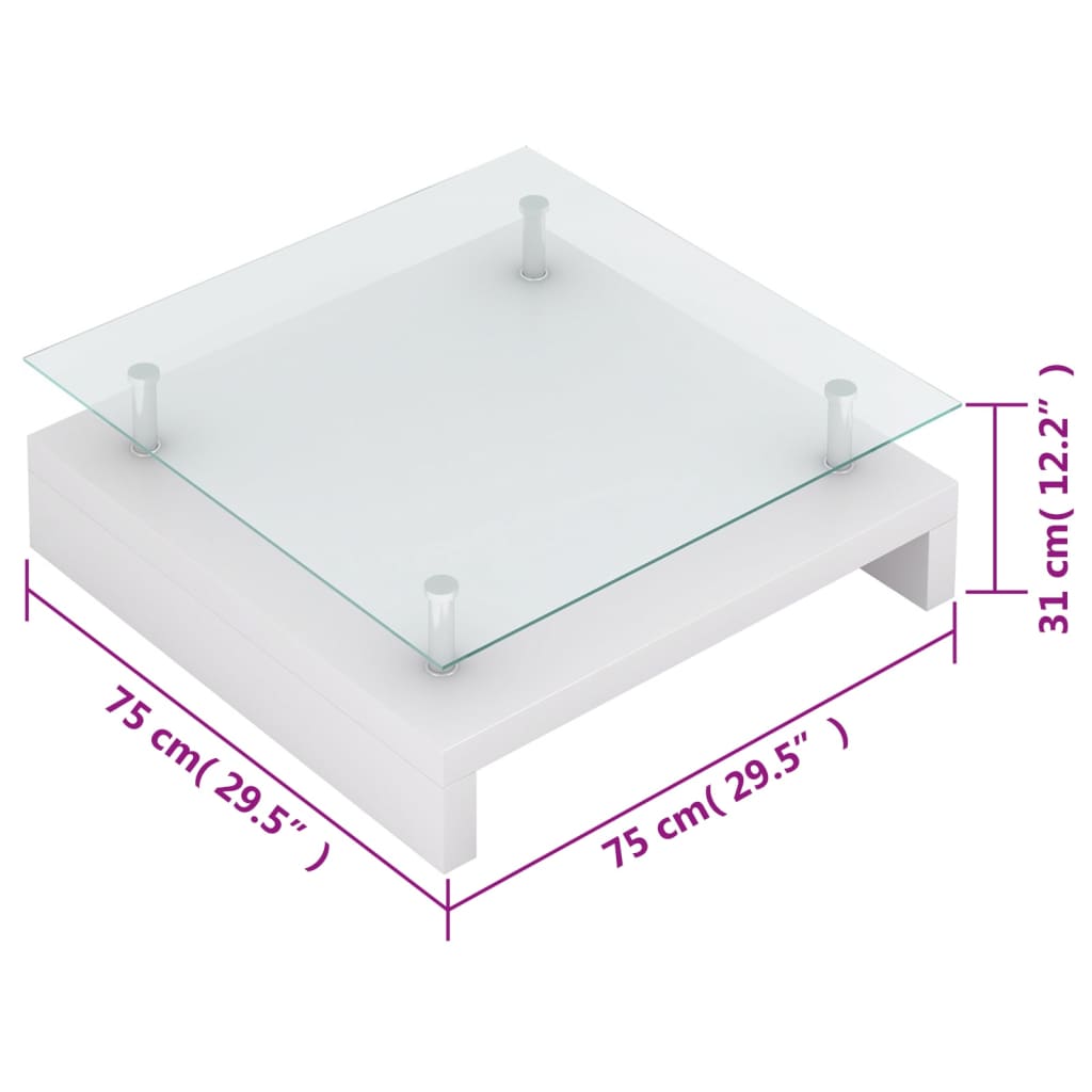 Coffee Table With Glass Top White