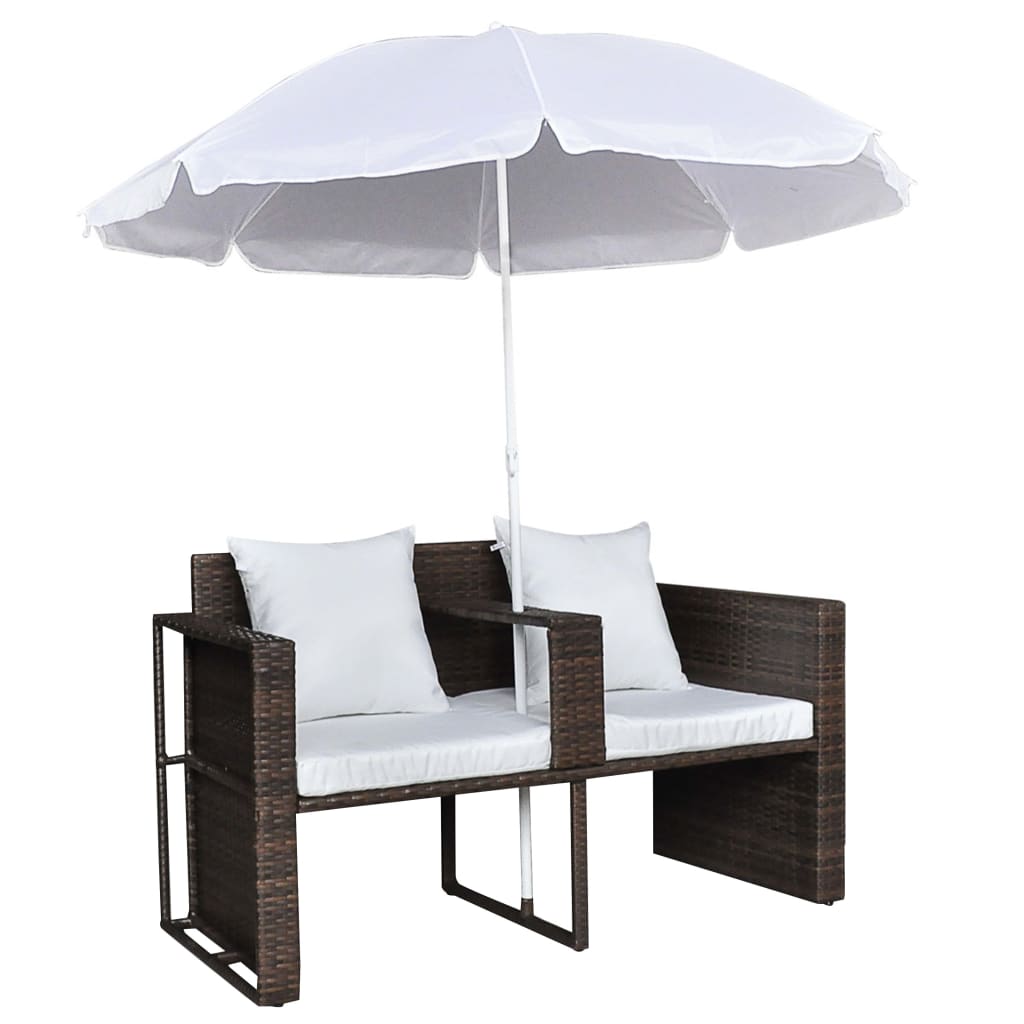 Patio Bed With Parasol Poly Rattan