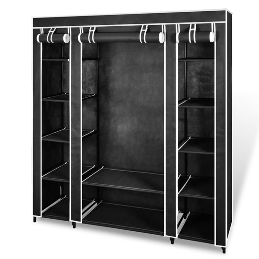 Fabric Wardrobe With Compartments And Rods 17.7&quot;X59&quot;X69&quot;